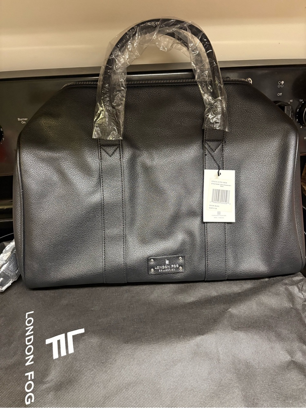 London Fog Black Pebbled Duffel Bag